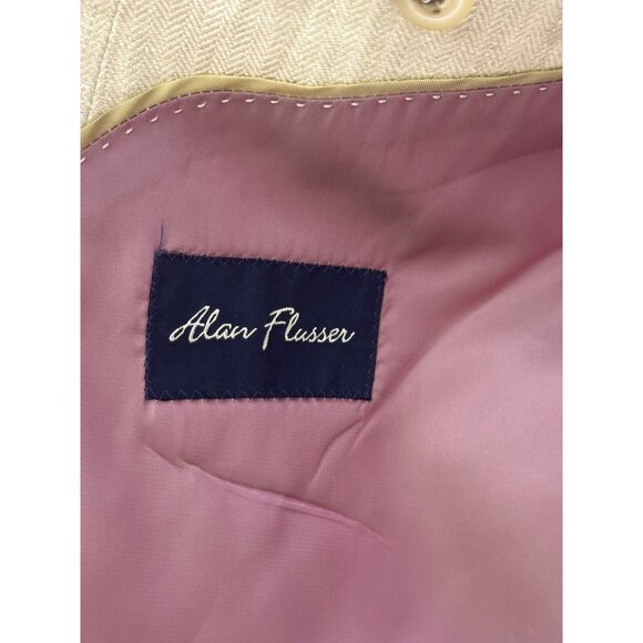 Alan Flusser 100% Linen Men's Sport Coat Jacket Beige Neutral Summer - Picture 10 of 12